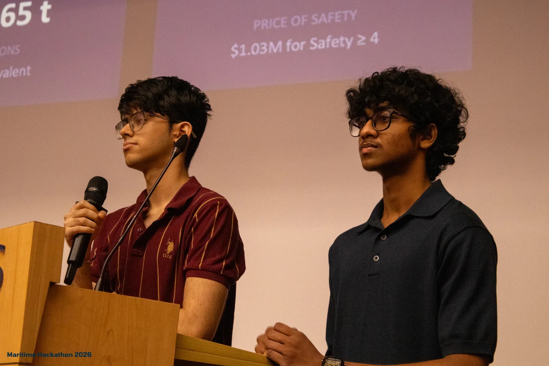 Floatware team presenting at NUS Maritime Hackathon 2026