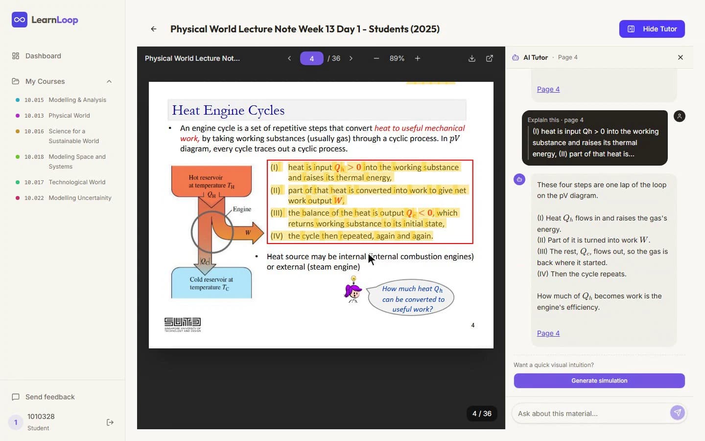 LearnLoop answering beside the exact lecture slide it used